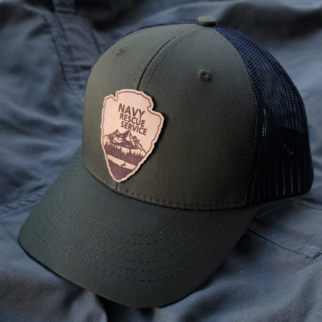 Rescue Service Leather Patch Mesh Backed Hat